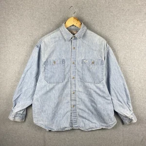 Vintage Guess Jeans Denim Shirt Mens L Blue Streetwear 1990s Made In USA Hip Hop - Picture 1 of 15