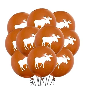 12 Stück braune Elch Luftballons Wald Geburtstag Party Event Zubehör Ideen - Bild 1 von 1