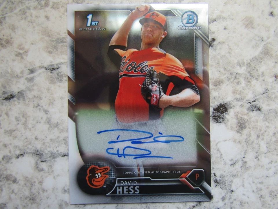 Orioles David Hess Signed Autographed 2016 1st Bowman Chrome Mint - Image 1 of 1