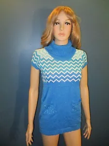 XL blue SPARKLY CHEVRON PRINT SWEATER blouse by HEART N CRUSH - Picture 1 of 4