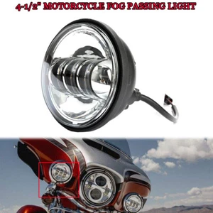 6 Chrome LED Motorcycle Black 4-1/2" Auxiliary Passing Fog Light For Harley - Foto 1 di 10