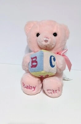 Aurora 2014 Baby Pink Plush Teddy Bear Musical ABC Block Plays Alphabet Song Foto 1 de 4