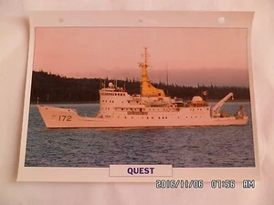 CARTE FICHE NAVIRES DE GUERRE QUEST 1968 NAVIRE OCEANOGRAPHIQUE - Picture 1 of 1