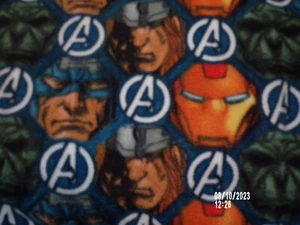 Avenger Faces on Grey Fleece Fabric - 54x58" - Picture 1 of 1
