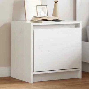 Comodino Bianco 40x30,5x40 cm in Legno Massello di Pino - Foto 1 di 9
