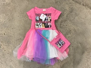NEW Taylor Swift Girls The Eras Tour Swiftie Rainbow & Stars Dress & Bag Costume - Picture 1 of 168