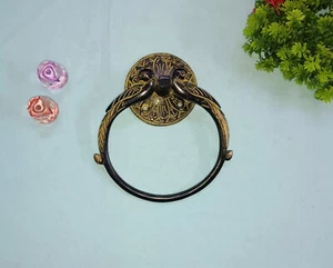 Double Swan Head Design Door Knocker Brass Peacock Theme Towel Wall Hanger CA954 - Picture 1 of 8