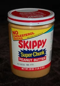 Vtg Skippy Super Chunk Peanut Butter Glass Jar 40 oz 1980s Unopened Movie Prop - Picture 1 of 5