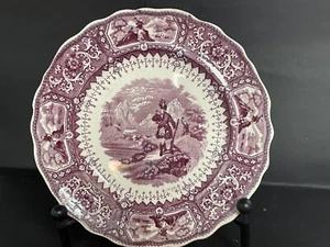 8,5" Adams Caledonia Maulbeere/lila Teller um 1830-40 - reparierter Chip - Bild 1 von 9