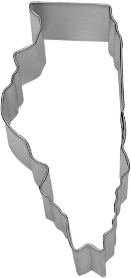 NUEVO 3.5" Illinois State Forma Acero Chapado en Estaño Fondant R&M Cortador de Galletas Mapa Foto 1 de 1