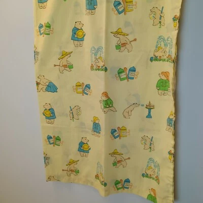 Oso Paddington vintage hecho a mano cortina guardería niños tierra amarilla 21" Wx41" L Foto 1 de 4