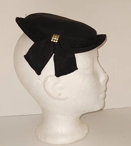 Vintage 1940's Juliet Fascinator Cap Hat Black Capulet Cocktail Rhinestones Art - Picture 1 of 15