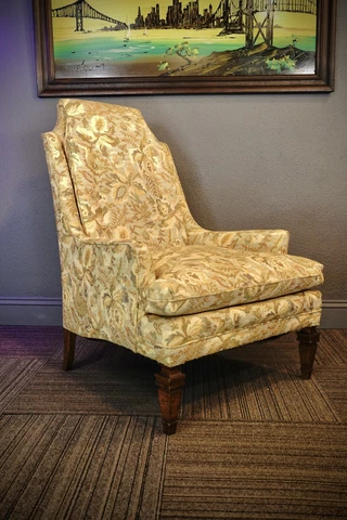 Mid Century Italian Provincial Pearsall  Style Yellow Lounge Arm Chair Cover