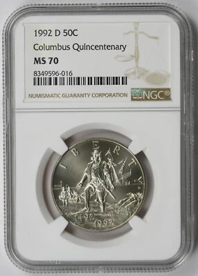 1992-D Columbus Quincentenary Modern Commemorative Half Dollar 50C MS 70 NGC - Image 1 of 4