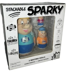 (2003 Limited Edition) Stackable Sparky ~ 3 Nesting Pig Dolls ~ Hand Painted - Picture 1 of 3
