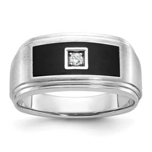 14K Solid White Gold Black Mens Diamond Statement Ring - Picture 1 of 30