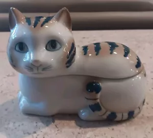 Vintage Henricksen Japan Katze Porzellan Schmuckkästchen Schmuckhalter - Bild 1 von 9