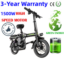 14INCH🚨1500W Electric Bike Fold Bicycle Scooter 48V Removable Lithium Battery
