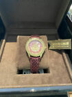 Designer Roberto Cavalli Watch By Frank Muller Red Mother of Pearl Dial Leather