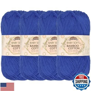 JubileeYarn Baby Soft Bamboo Cotton Yarn - 50g/Skein - Dynasty Blue - 4 Skein - Picture 1 of 5