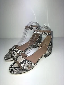 WITCHERY JOANNA SNAKE PRINT OPEN TOE CRISS CROSS SANDALS GRAPHITE LEATHER 36 5 - Picture 1 of 10