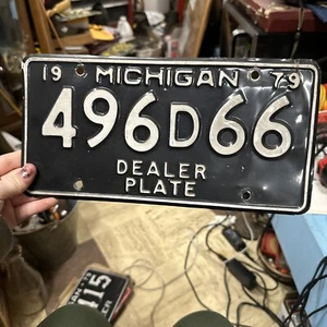 1979 Michigan Dealer License Plate 496 D 66 - Picture 1 of 22