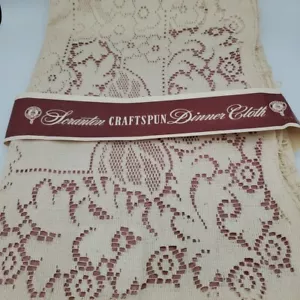 Vintage Scranton Craftspun Spitze Dinner Tuch Elfenbein 52"X52" - Bild 1 von 7