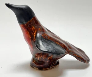Primitive Black Crow Raven Bird Art Pottery Ceramic Rustic SIGNED 3.75"h - Picture 1 of 6