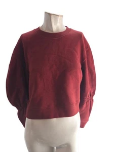 Tibi Sweatshirt Damen S dunkelrot cropped Puffärmel 100% Baumwolle Freizeit kuschelig - Bild 1 von 8