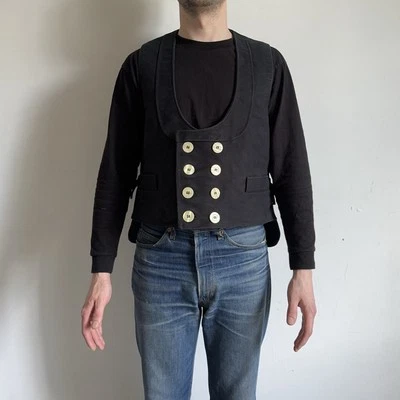 Pioneer Negro Moleskin Trabajo Doble Pecho Alemania Chaleco Ropa de Trabajo Francés Foto 1 de 4