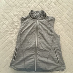 ATHLETA JAMMIN RUN VEST GRAY REFLECTIVE STRIPED FULL ZIP WINDBREAKER XL LIGHT - Picture 1 of 5