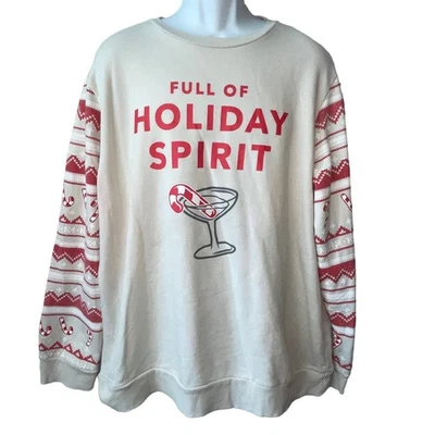 FULL OF HOLIDAY SPIRIT CandyCane Martini Ugly Christmas Sweatshirt Size 2XL NWOT - Image 1 of 3