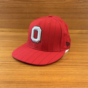 Ohio State Buckeyes New Era 59FIFTY Mütze 7 3/8 tailliert rot/schwarz Nadelstreifen Wolle - Bild 1 von 8