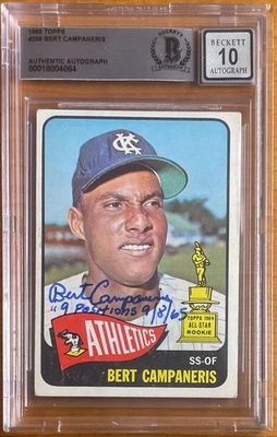 BERT CAMPANERIS FIRMADO JUGÓ LAS 9 POSICIONES 1965 TOPPS ROOKIE BAS BGS AUTO 10 Foto 1 de 2
