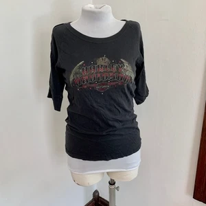 VTG y2k 2000s Harley Davidson Sexy Rhinestone Top Baby Tee Angel Wings San Diego - Picture 1 of 11