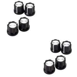 Set of 2 Aluminum Foil Knob Replacement Knobs D-type Shaft Pot Amp - Picture 1 of 12