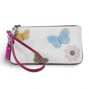 Y2K Coach Vintage Handgelenktasche Hobo Schmetterling Gänseblümchen Blumen Leder Reißverschluss Hängeetikett - Bild 1 von 14