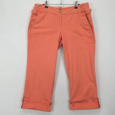 Pantalones capri Lands End para mujer 12 sarga pierna recta bolsillos con puños naranja informales Foto 1 de 4