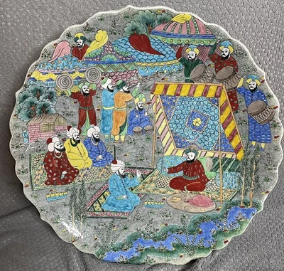 Vintage Kutahya Turkey  Gini Special Hand Painted Pottery Bowl/Plate 19”x3" Sign - Image 1 of 4