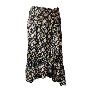 Ulla Johnson Silk Ruffled Boho Navy Midi Skirt Asymmetric- Size UK 6 - Picture 1 of 6