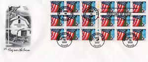 2000 #3450a FLAG OVER FARM FULL PANE OF 18 ON FDC ART CRAFT CACHET UA GEM! - Picture 1 of 1