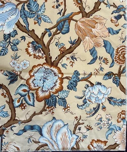 Fabric Upholstery Sample Craft 26"x26" Linen Cotton blend browns/blues - Picture 1 of 9