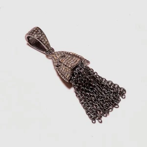 Collana ciondolo argento sterling 925 massiccio nappa diamanti alla moda gioielli - Foto 1 di 4