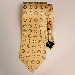 Geoffrey Beene 100% Silk Tie Geometric Yellow Blue White Circles 61x3.75 - Picture 1 of 2