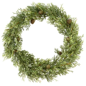 Ghirlanda di abete artificiale con coni, decorazione natalizia, ghirlanda per porta, Ø36 cm, verde - Foto 1 di 4
