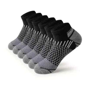 MEN'S SOCKS (6 Pairs) Black Six Pair Pack Short Athletic Sport (Adult Size 6-10) - Picture 1 of 3