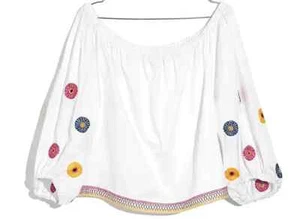 Madewell Embroidered Off-the-Shoulder Top Blouse Small White - Picture 1 of 3