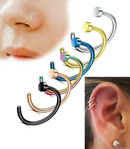 6 PC Nose Hoop Ring Rings Labret Ear Earring Cartilage Titanium 8mm10mm 18G 20G - Picture 1 of 7