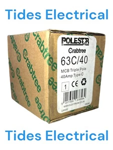 Crabtree Polestar MCB 40 Amp Type C 40A Triple Pole 3 Phase Breaker 63C/40 - Picture 1 of 4