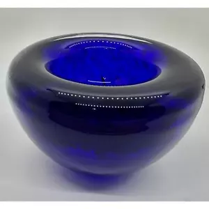 Kosta Boda Blue Glass Candleholder - Picture 1 of 5